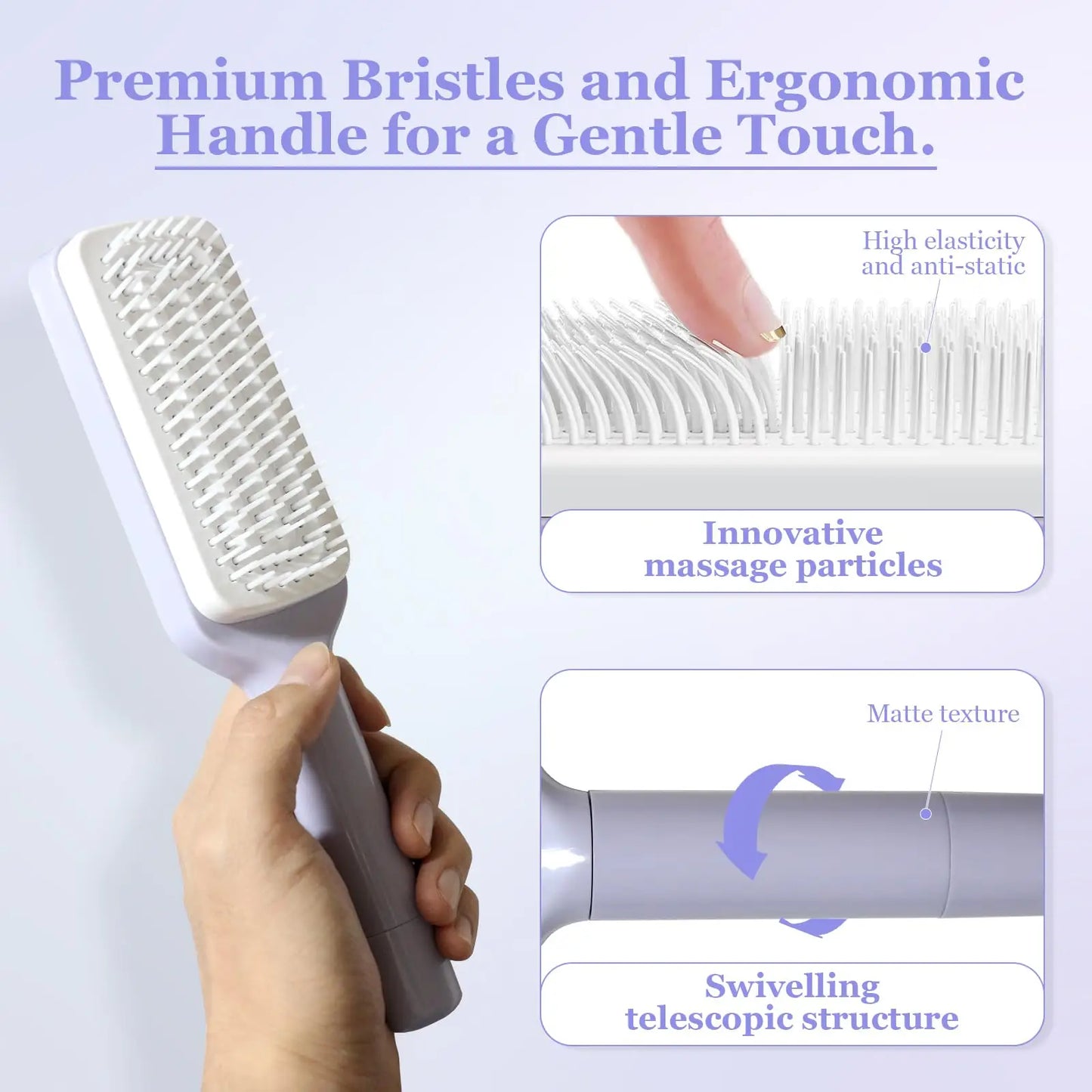 Effortless Clean Anti-Static Retractable Hair Brush & Massage Comb for Luxurious Hair Care