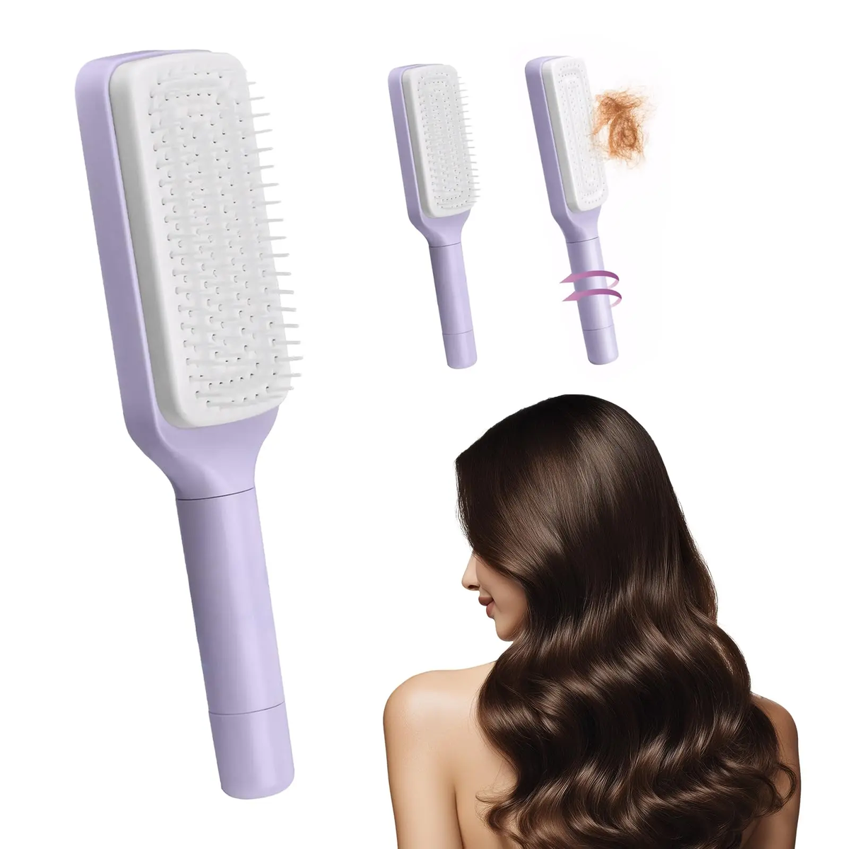 Effortless Clean Anti-Static Retractable Hair Brush & Massage Comb for Luxurious Hair Care